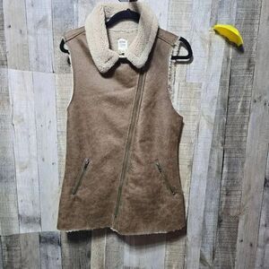 Dylan Anthropologie Faux Fur Vegan Suede Asymmetrical Zip Vest Small Outdoor
